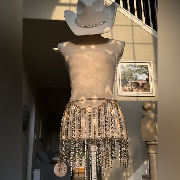 Camilla Coelho Penny rhinestone skirt / festival skirt gold - Picture 8 of 15